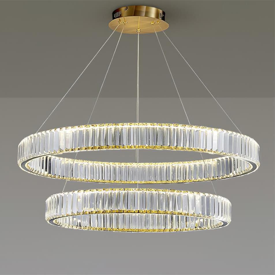Candelabro de anel de cristal dourado Cyrirelle