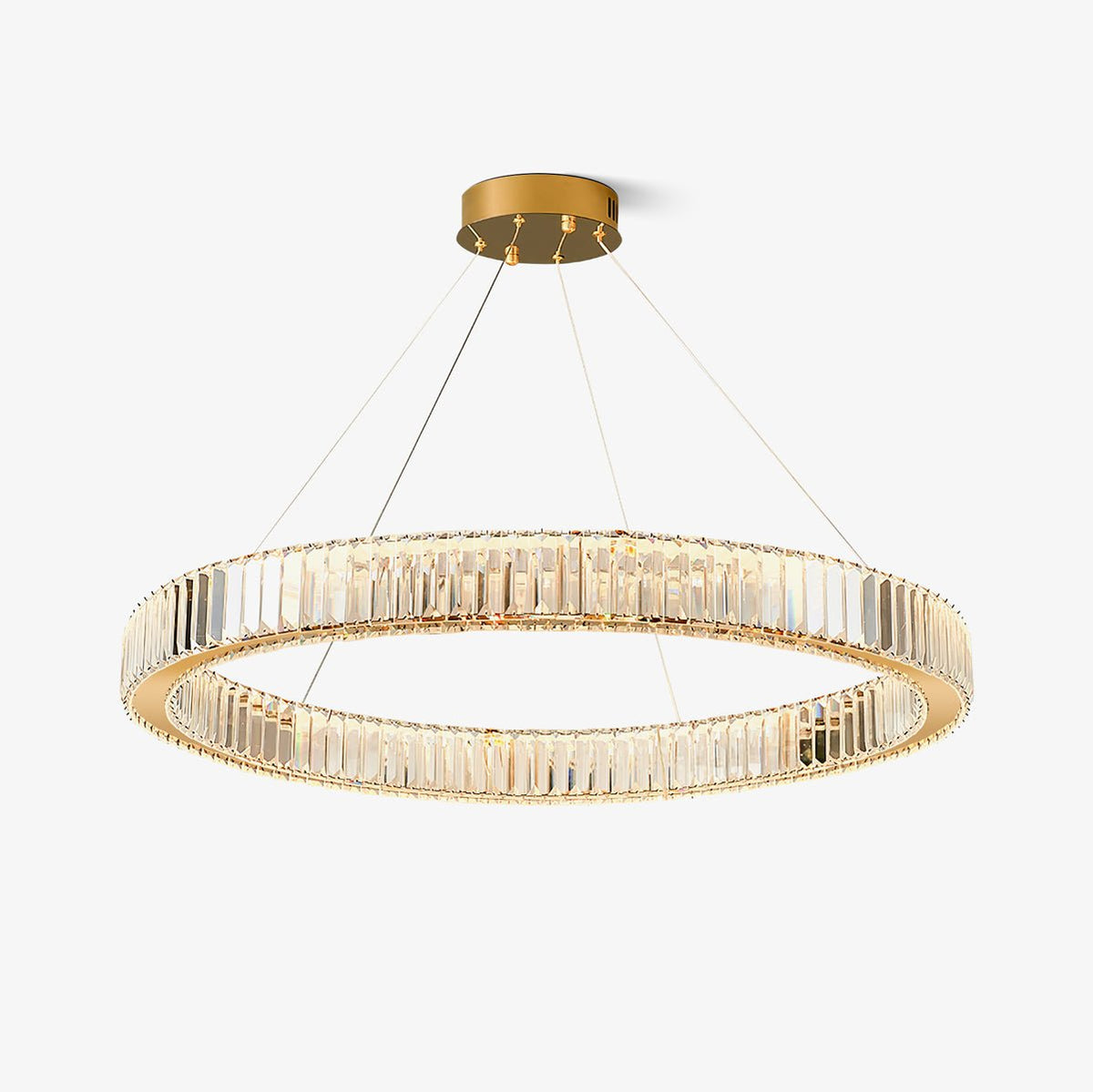 Candelabro de anel de cristal dourado Cyrirelle