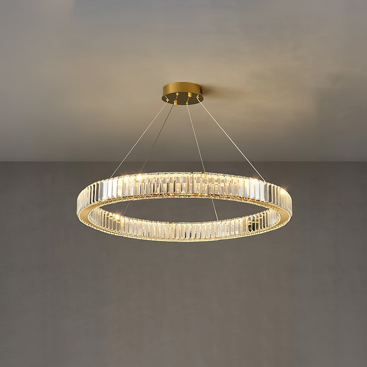 Candelabro de anel de cristal dourado Cyrirelle