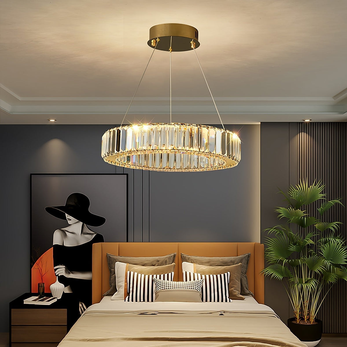 Candelabro de anel de cristal dourado Cyrirelle