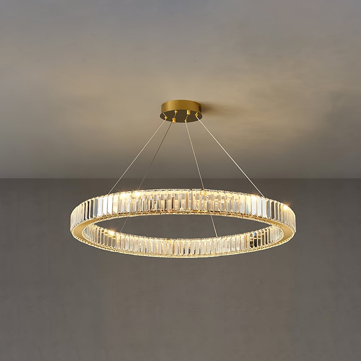 Candelabro de anel de cristal dourado Cyrirelle