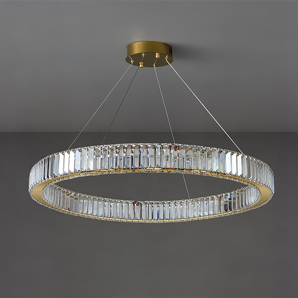 Candelabro de anel de cristal dourado Cyrirelle