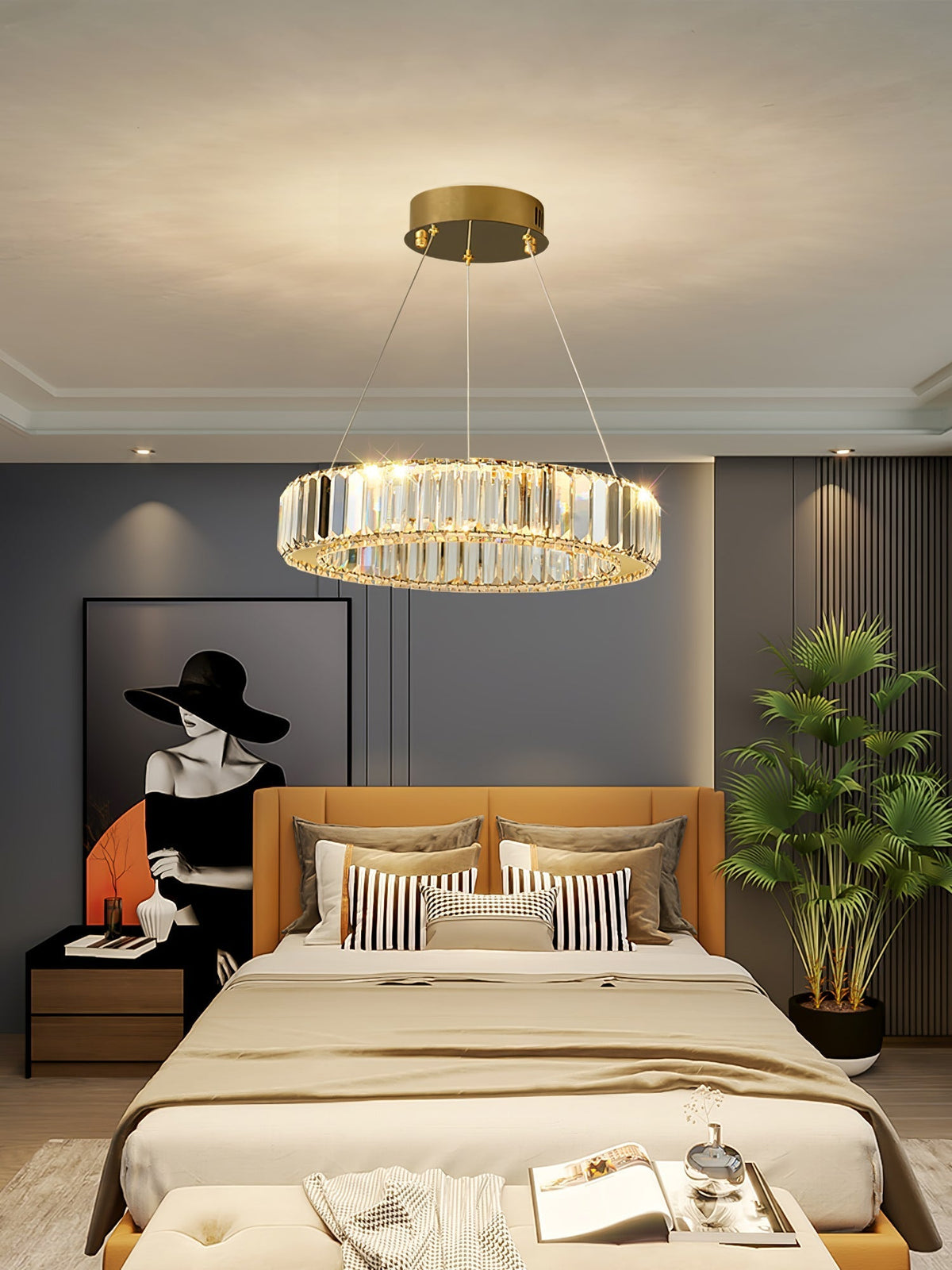 Candelabro de anel de cristal dourado Cyrirelle