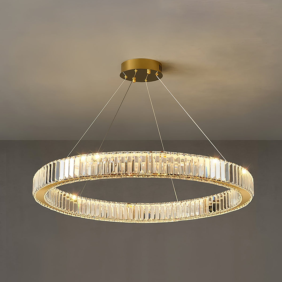 Candelabro de anel de cristal dourado Cyrirelle