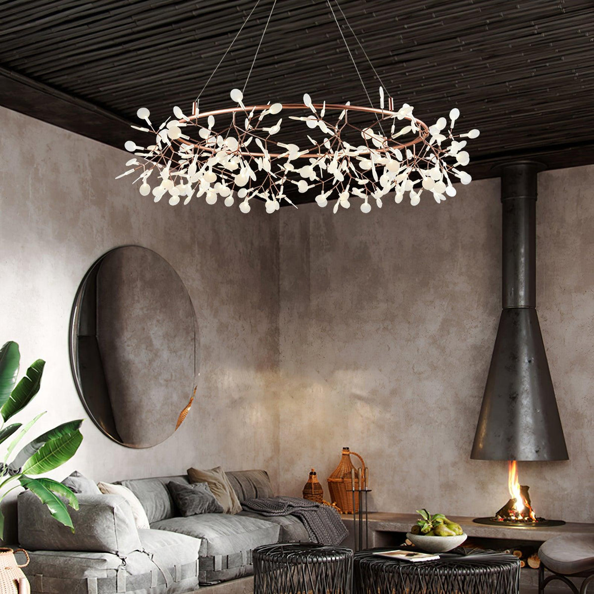 Olivia ainutlaatuinen pyöreä Sputnik-tyylinen art deco -kattokruunu, olohuoneeseen / makuuhuoneeseen