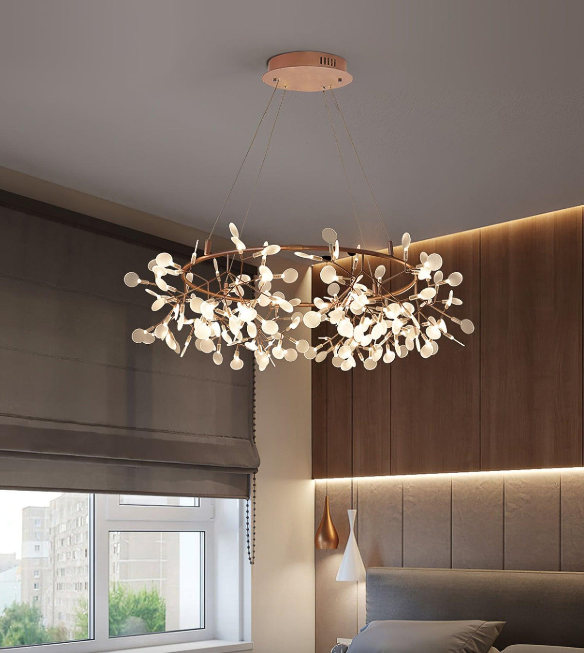 Olivia ainutlaatuinen pyöreä Sputnik-tyylinen art deco -kattokruunu, olohuoneeseen / makuuhuoneeseen