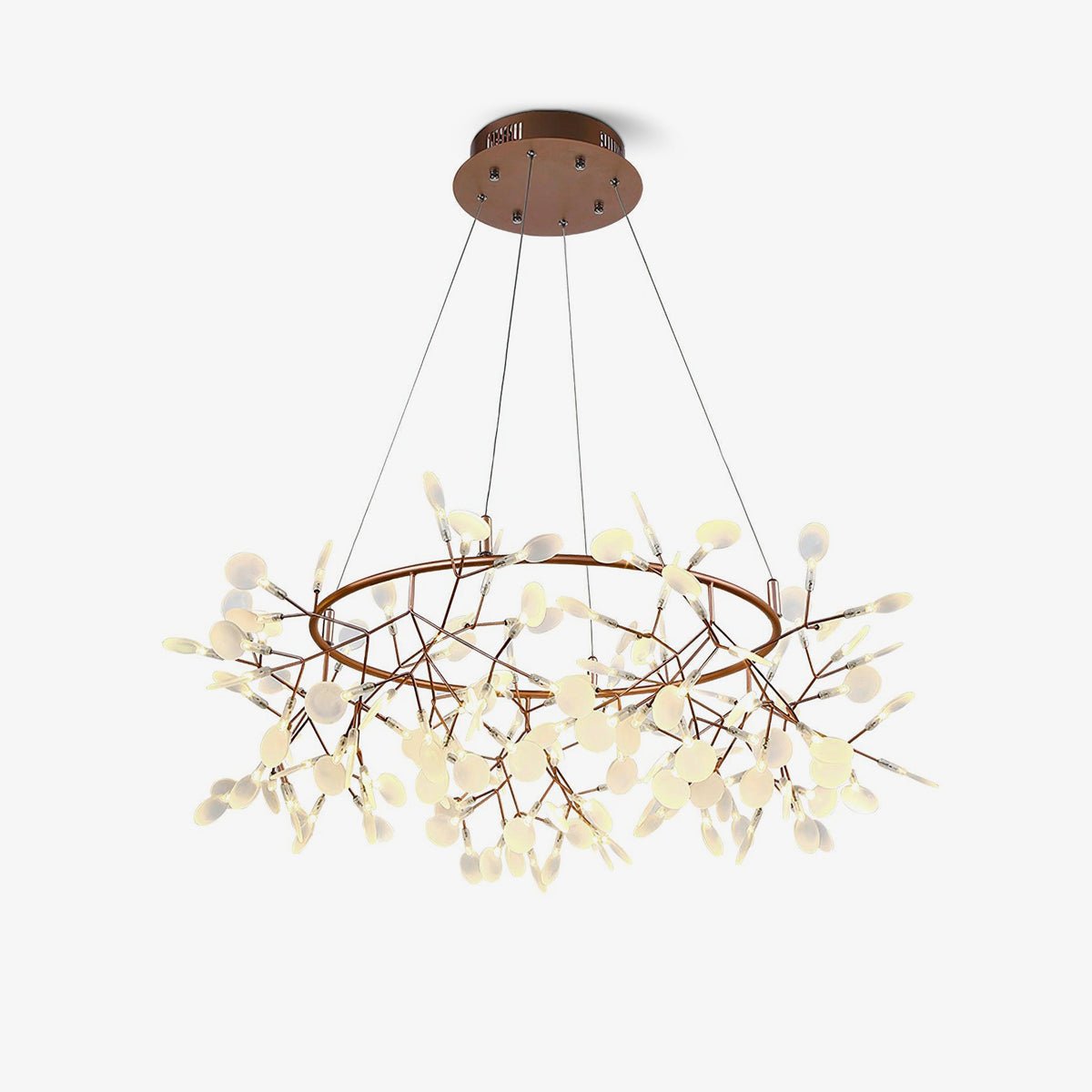 Lustre Dore com ramo de LED em forma de pirilampo