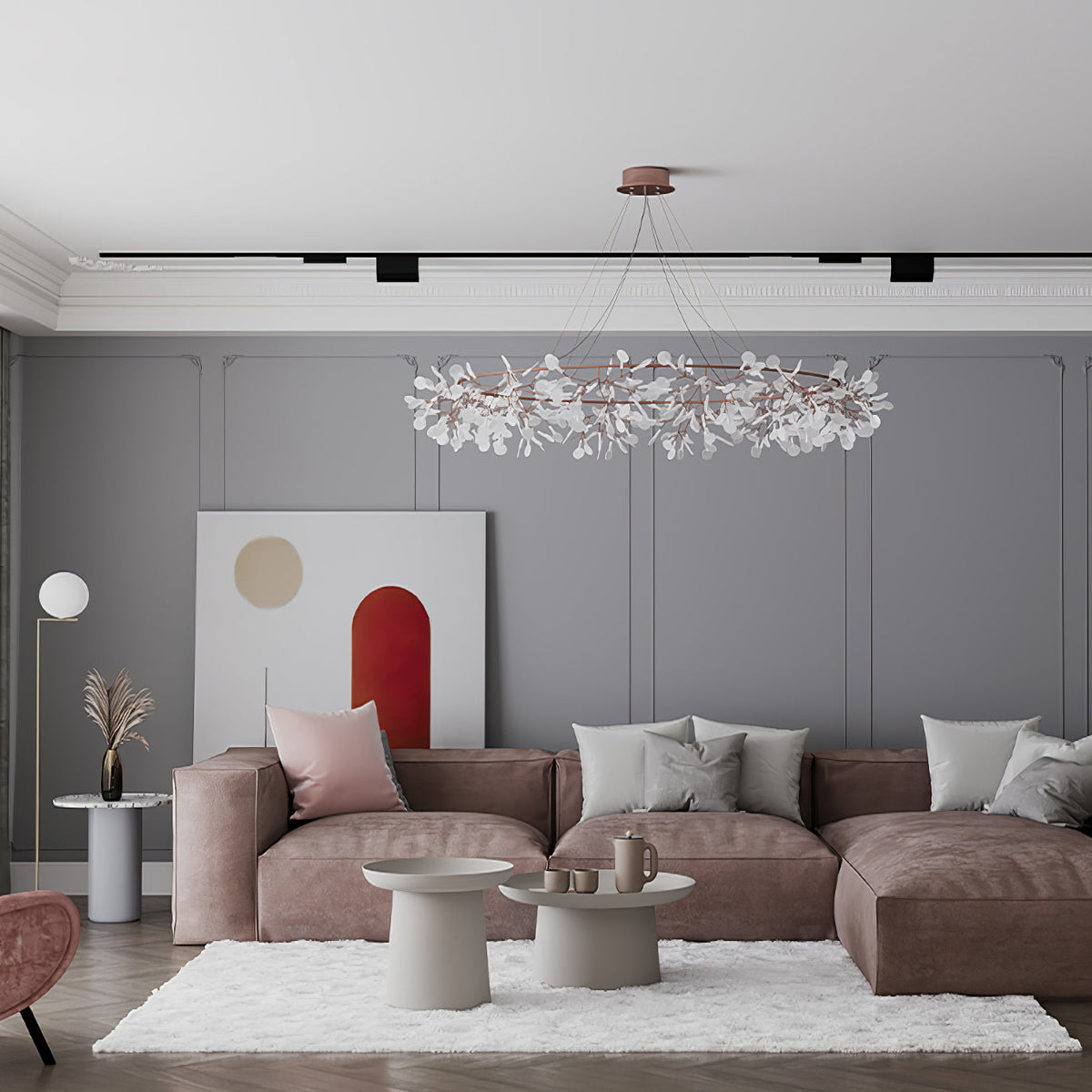 Lustre Dore com ramo de LED em forma de pirilampo