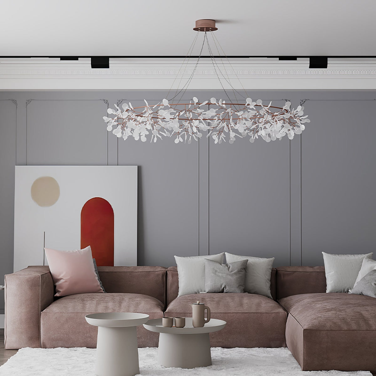 Lustre Dore com ramo de LED em forma de pirilampo