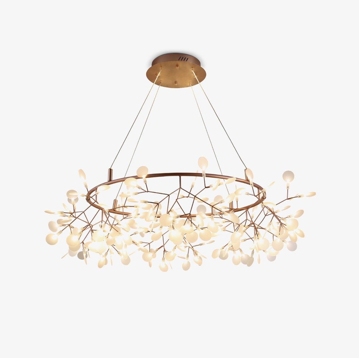 Lustre Dore com ramo de LED em forma de pirilampo