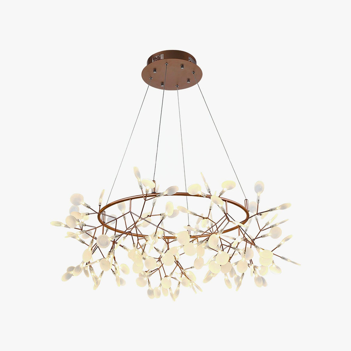 Lustre Dore com ramo de LED em forma de pirilampo