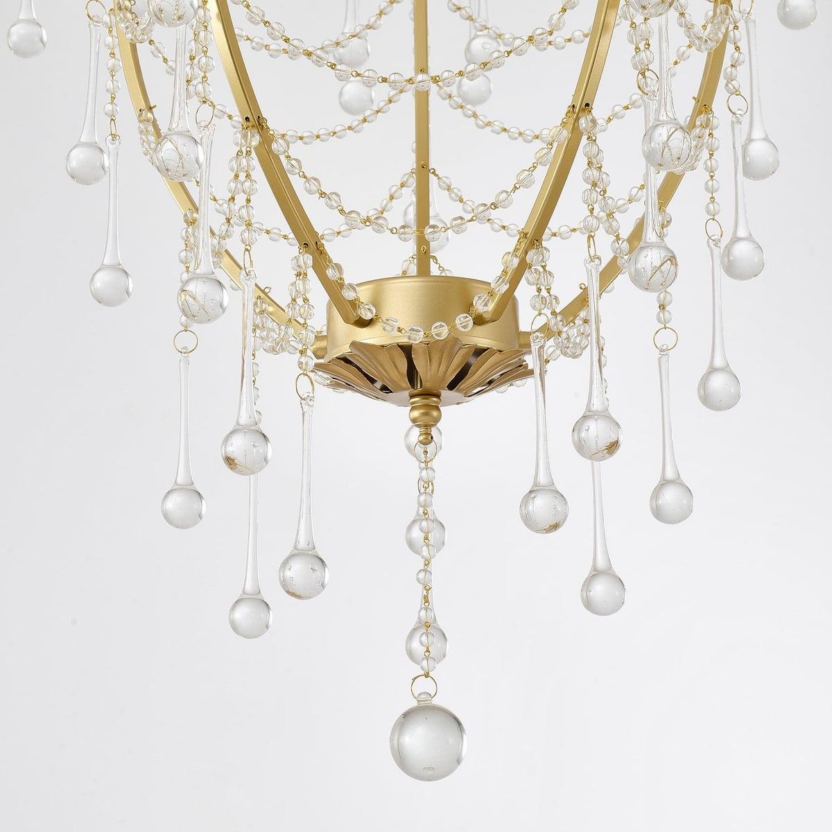 Candeeiro de lustre Eiriian em forma de gaiola com gotas de vidro