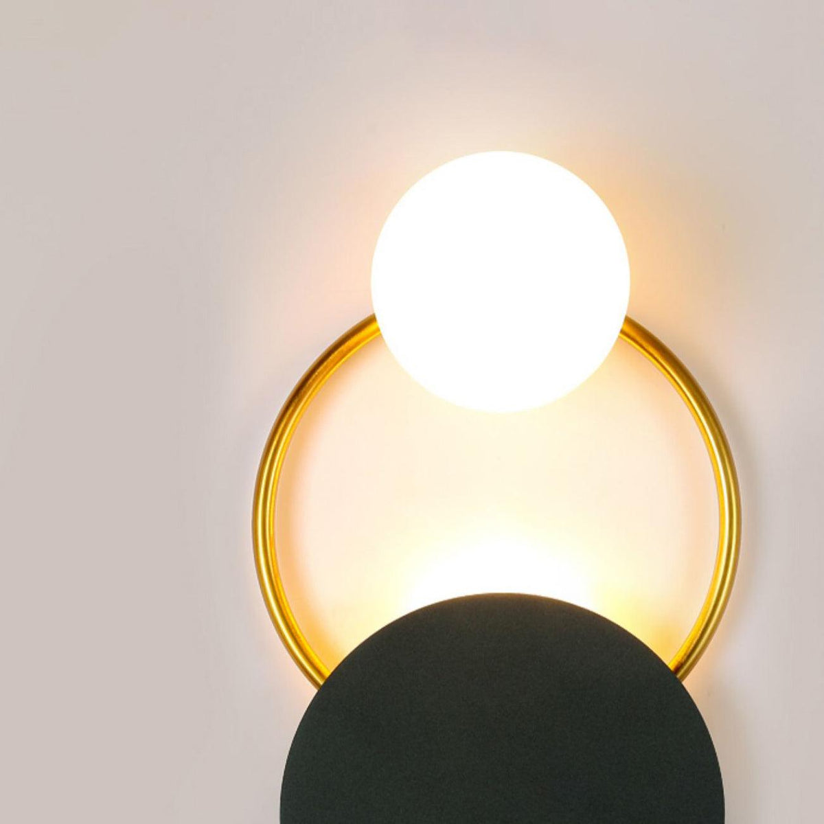 Arisha Modern LED Triple Rings Wall Lamp, Metal/Glass, Gold/Black, Bedroom