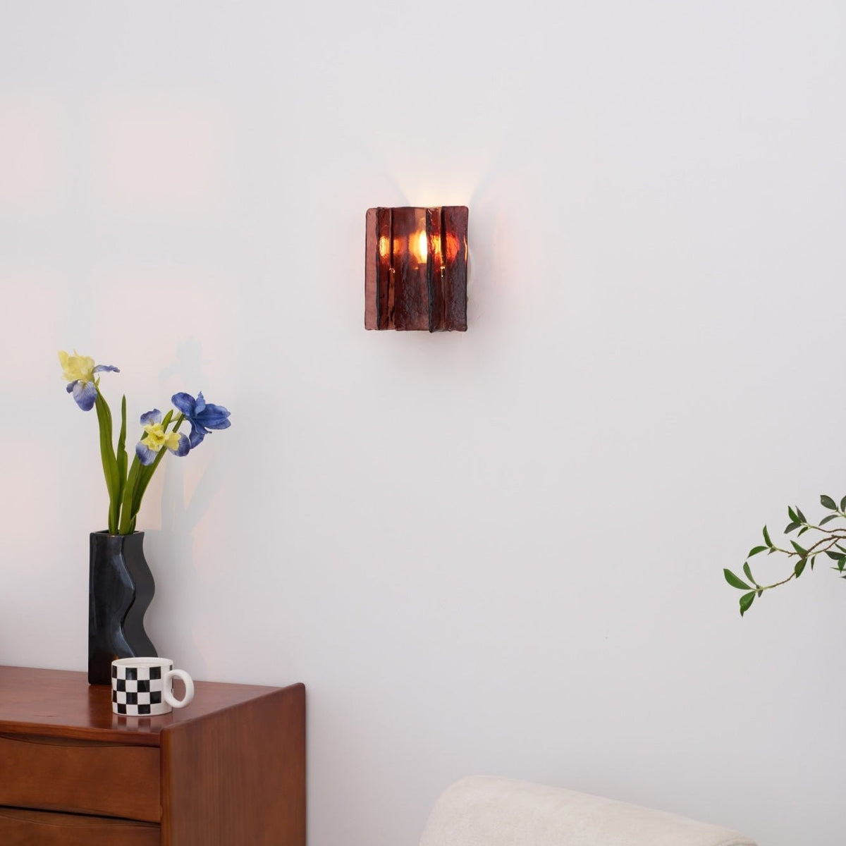 Celuaine Wall Light Brass Glass Clear