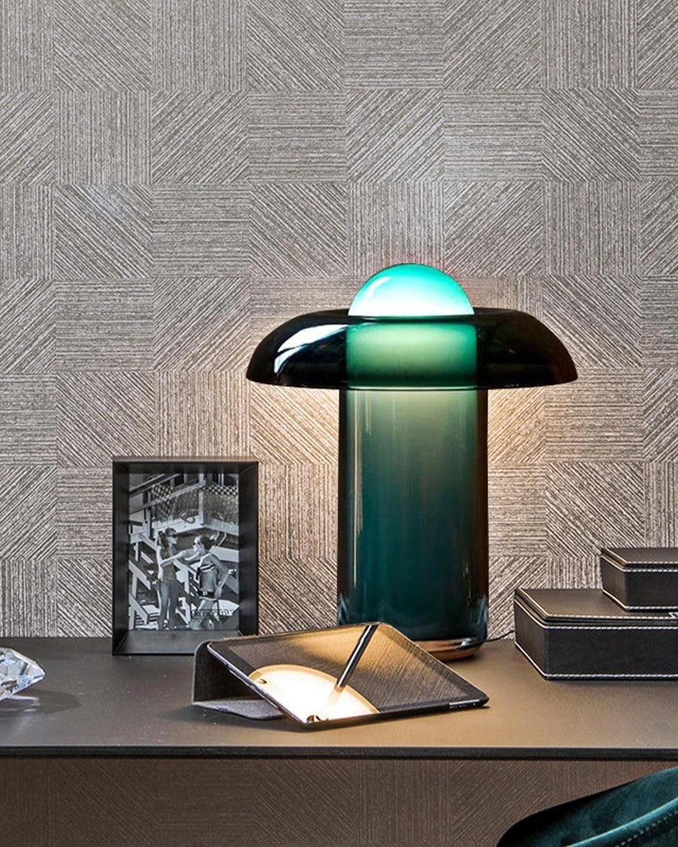 Grøn glasbordlampe