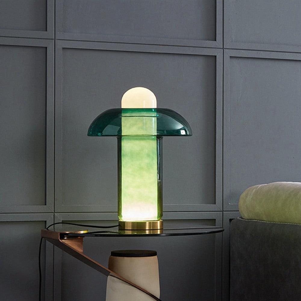 Grøn glasbordlampe