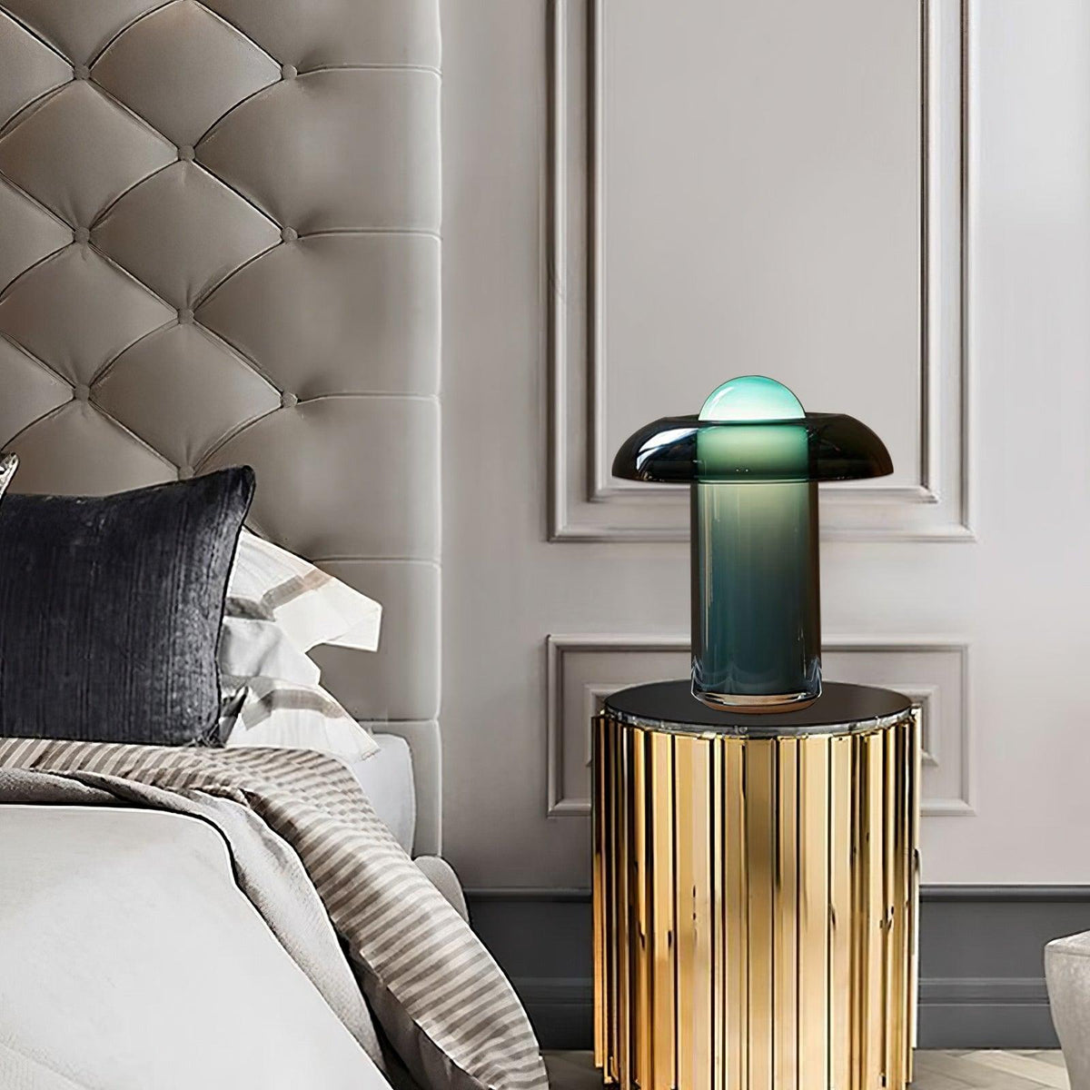 Grøn glasbordlampe