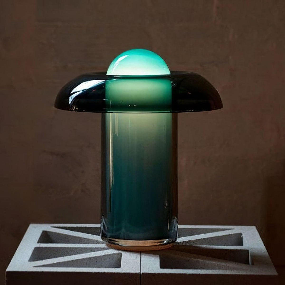 Grøn glasbordlampe