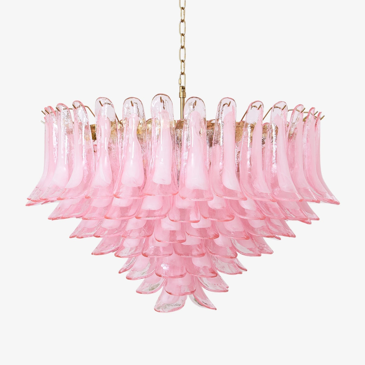 Lustre de pétalas de vidro Murano rosa-pálido elegante Celaella