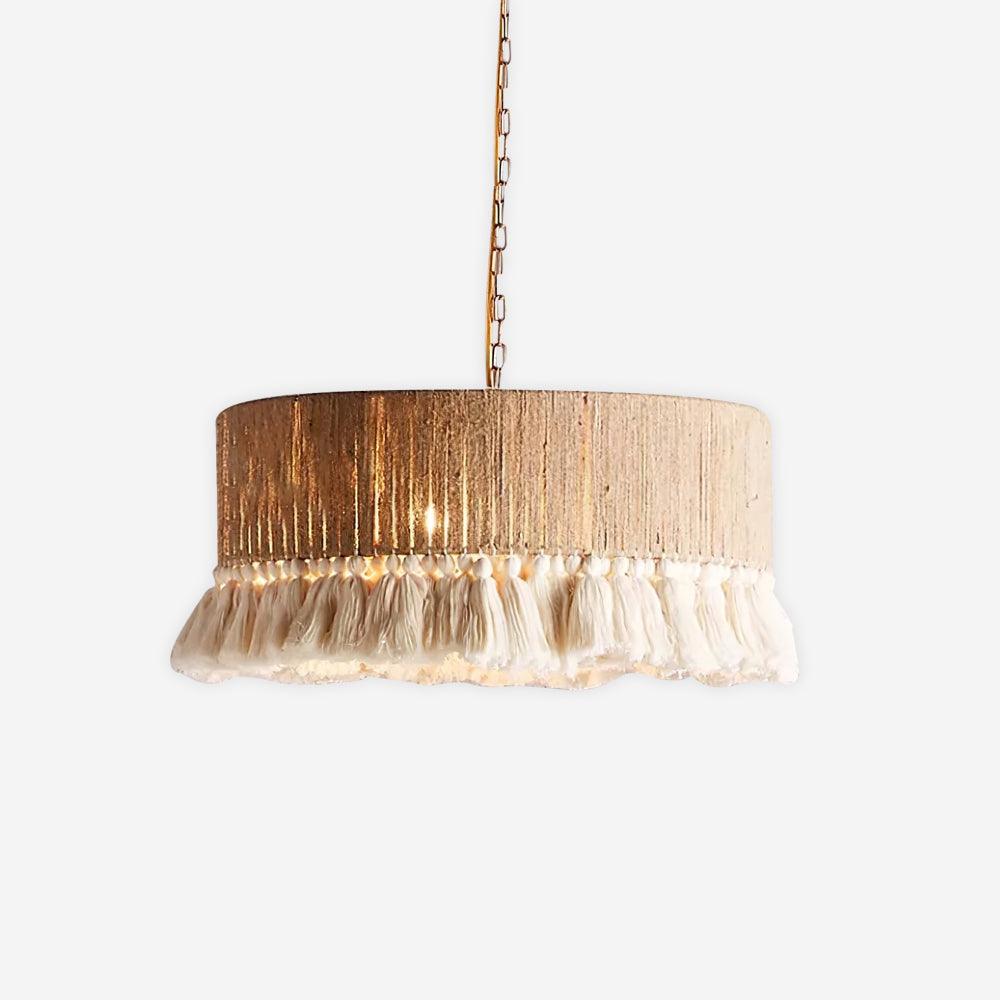 Fioeiella Pendant Lamp Cotton Yarn Ruffled Fringe Handmade