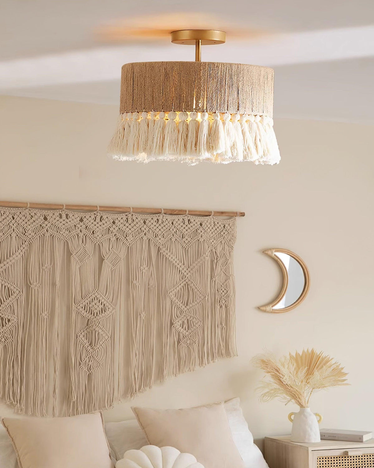 Fioeiella Pendant Lamp Cotton Yarn Ruffled Fringe Handmade