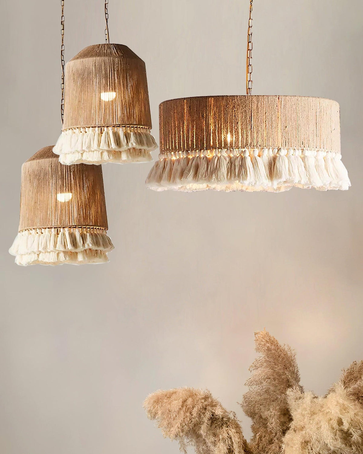 Fioeiella Pendant Lamp Cotton Yarn Ruffled Fringe Handmade