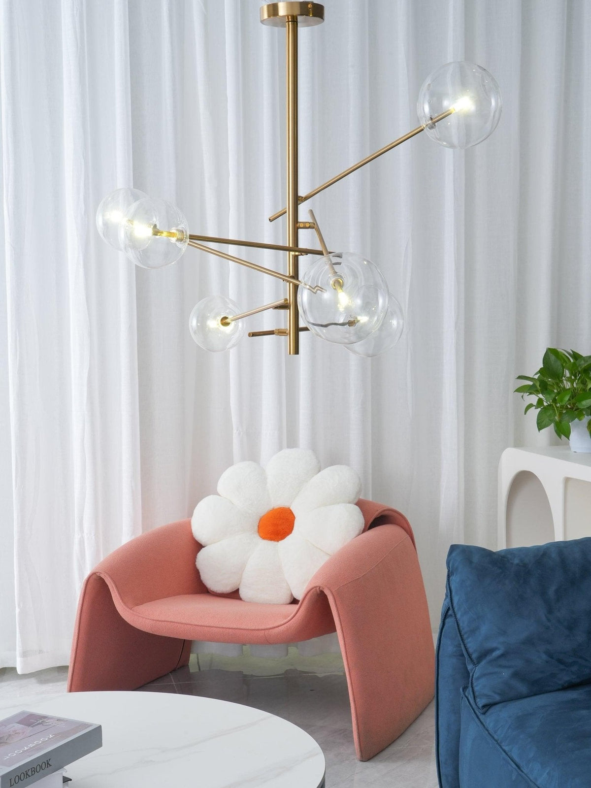 Aveno LED-ljósakróna úr glæru kristalgleri