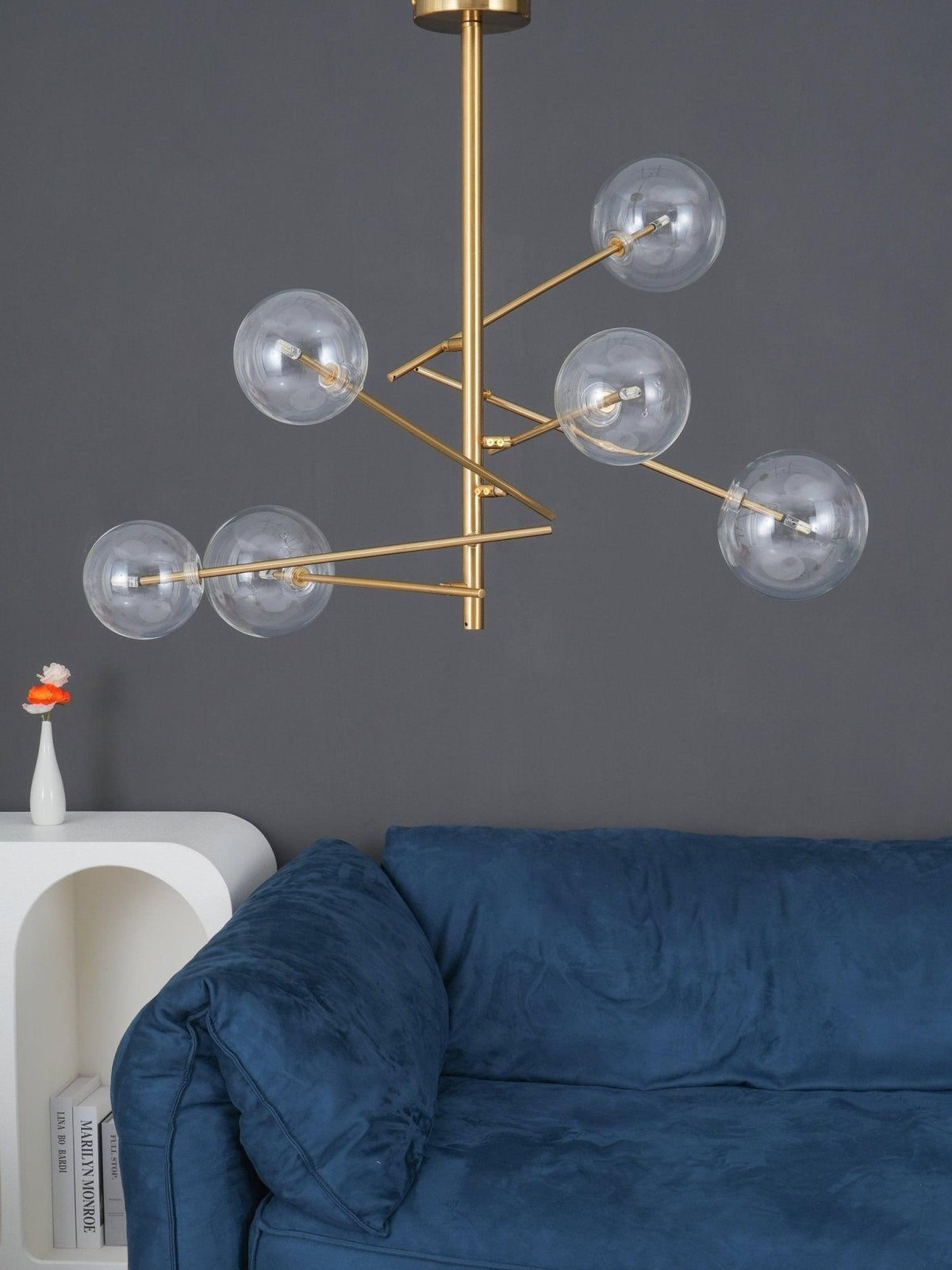 Aveno LED-ljósakróna úr glæru kristalgleri