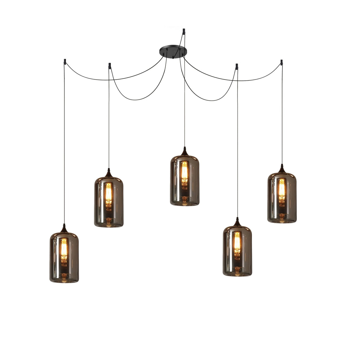 June minimalistisk flaskformad pendellampa i rökgrått glas