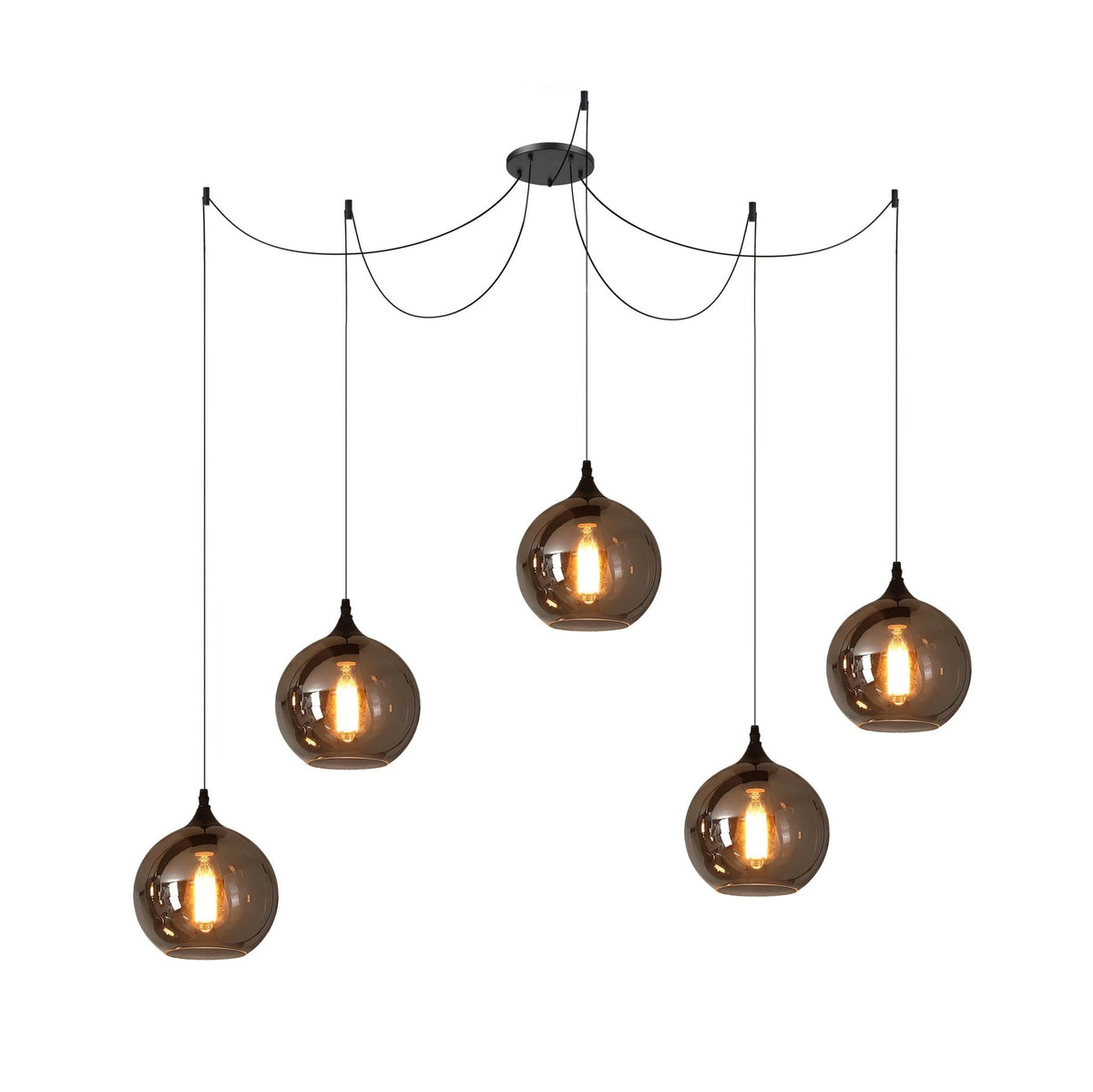 June minimalistisk flaskformad pendellampa i rökgrått glas