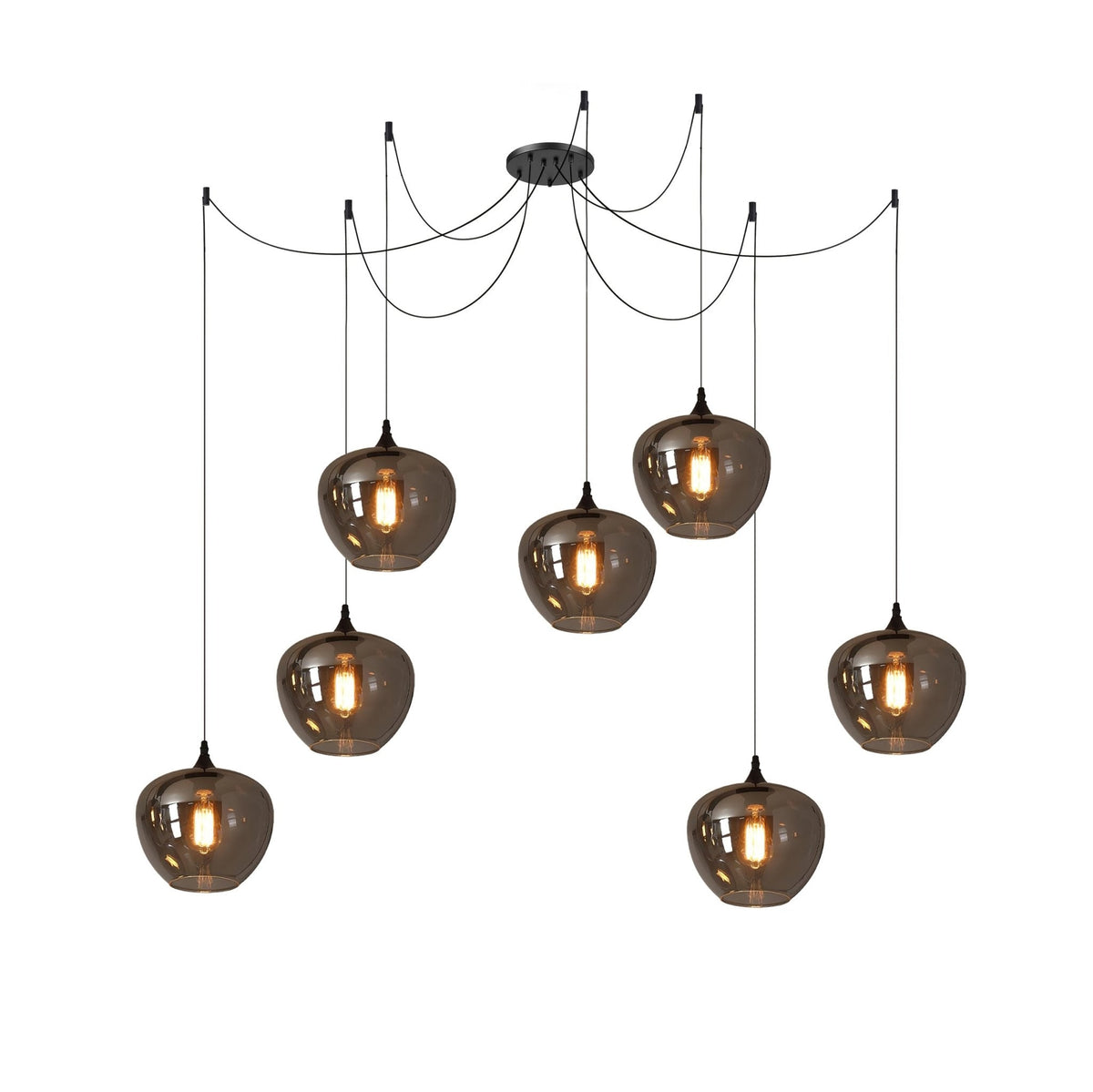 June minimalistisk flaskformad pendellampa i rökgrått glas