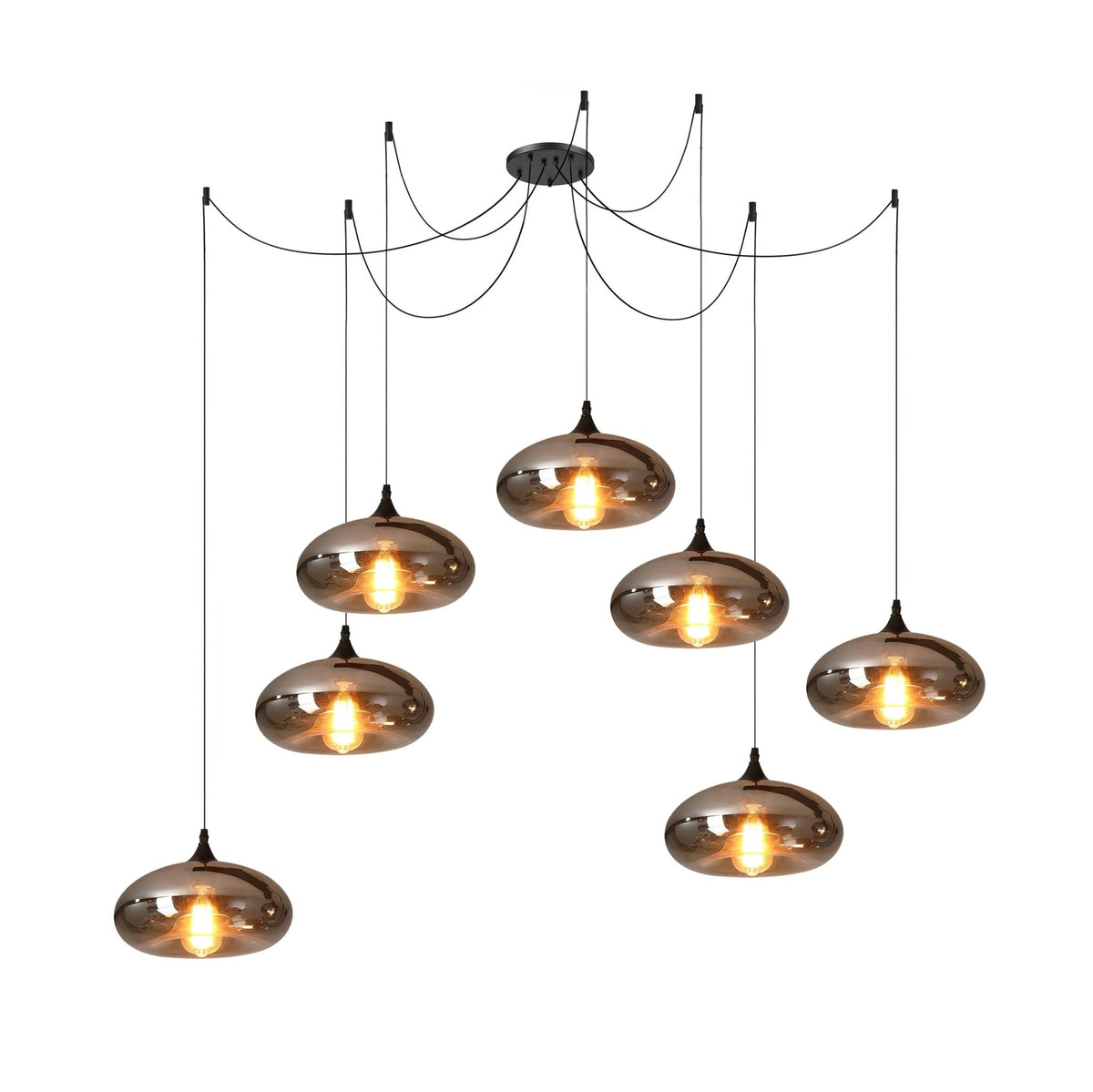 June minimalistisk flaskformad pendellampa i rökgrått glas