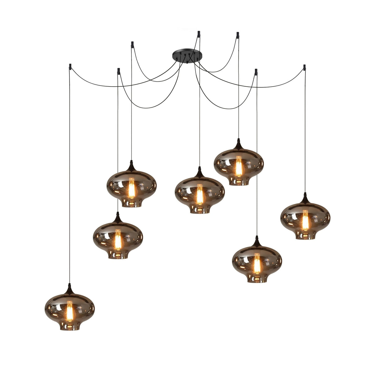 June minimalistisk flaskformad pendellampa i rökgrått glas