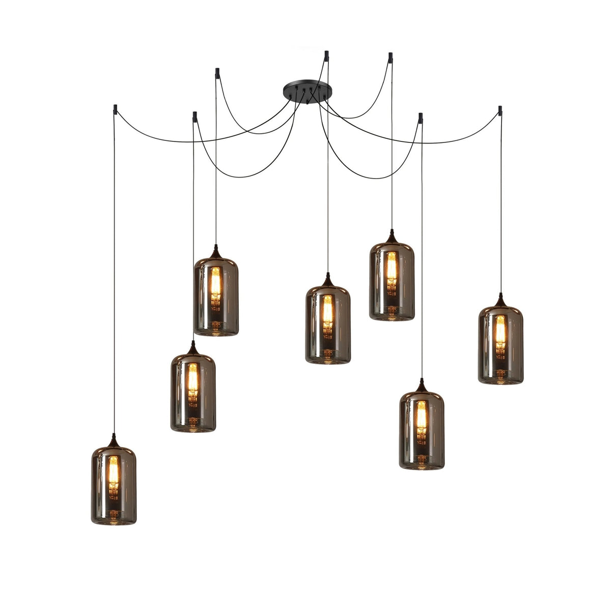 June minimalistisk flaskformad pendellampa i rökgrått glas