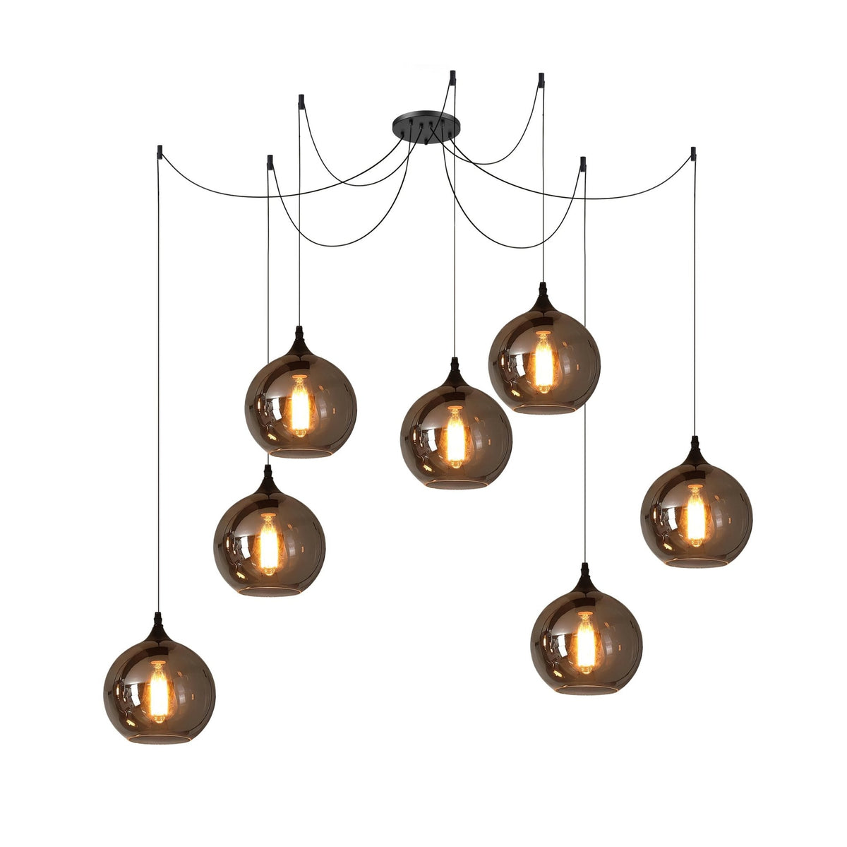 June minimalistisk flaskformad pendellampa i rökgrått glas