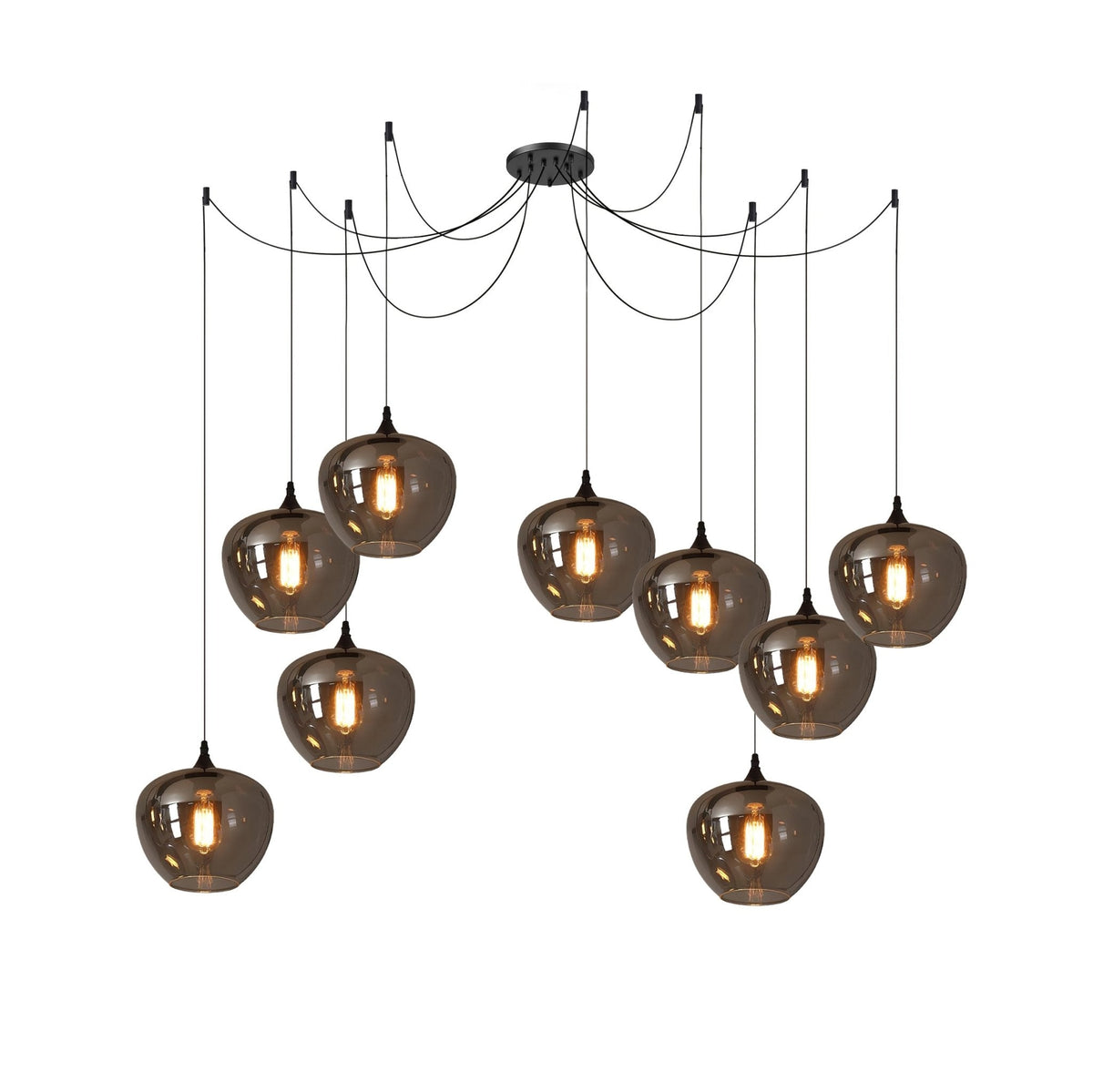 June minimalistisk flaskformad pendellampa i rökgrått glas