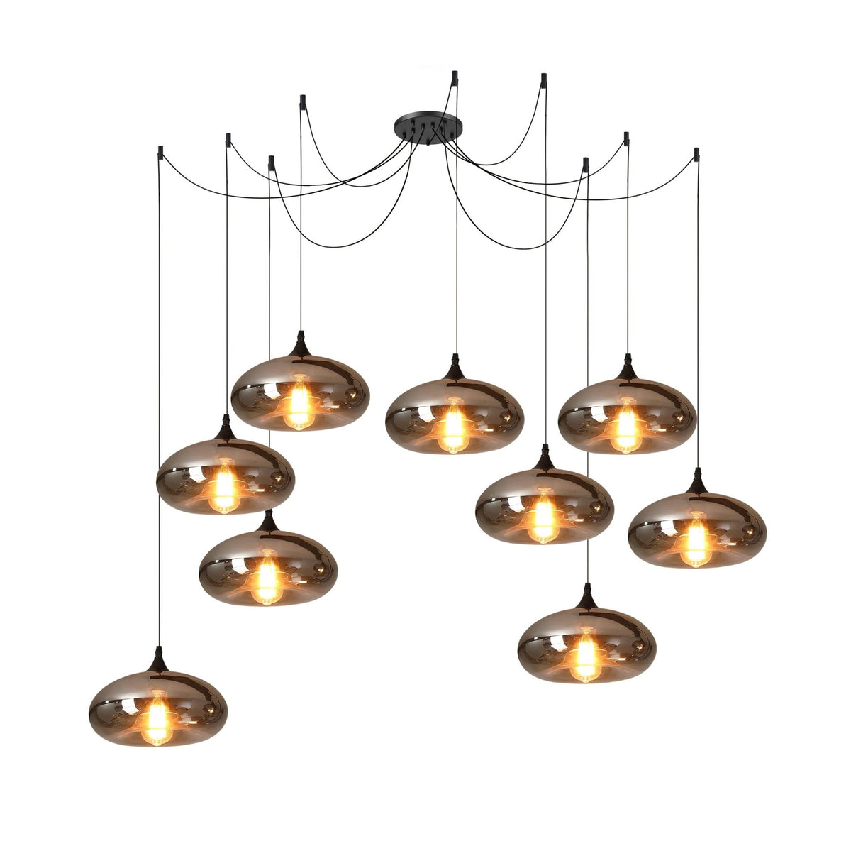 June minimalistisk flaskformad pendellampa i rökgrått glas