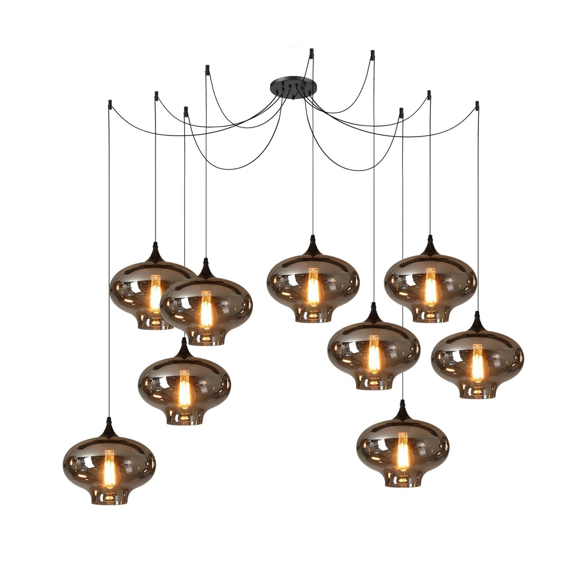 June minimalistisk flaskformad pendellampa i rökgrått glas