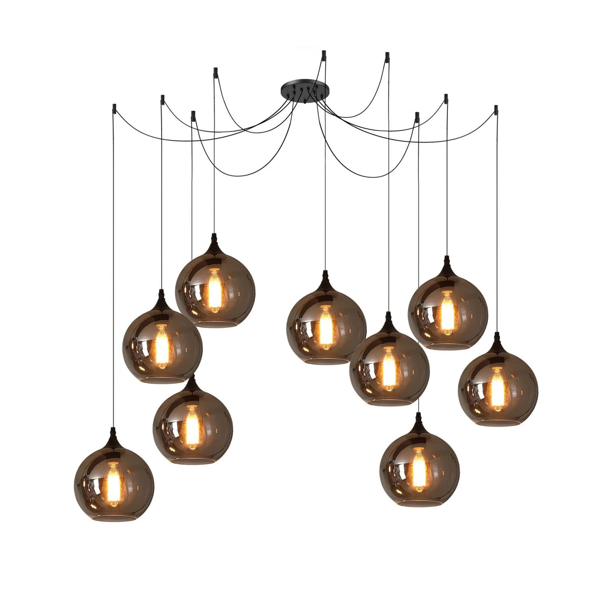 June minimalistisk flaskformad pendellampa i rökgrått glas