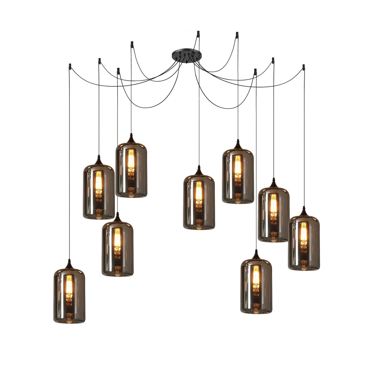 June minimalistisk flaskformad pendellampa i rökgrått glas