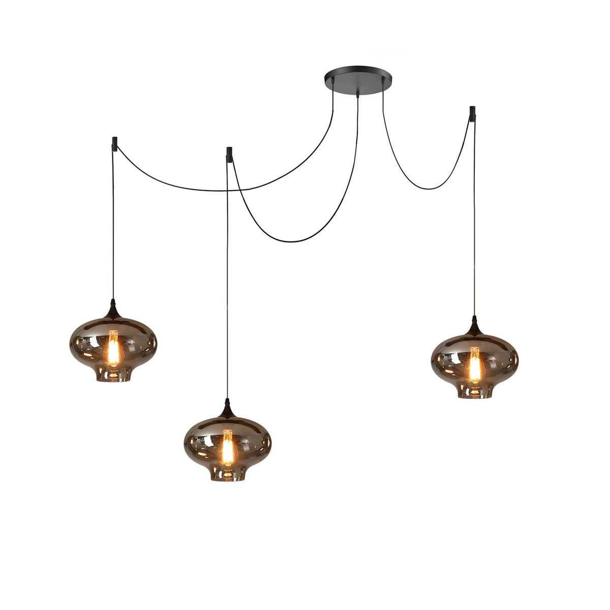 June minimalistisk flaskformad pendellampa i rökgrått glas