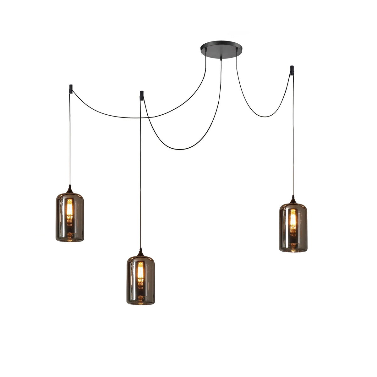 June minimalistisk flaskformad pendellampa i rökgrått glas