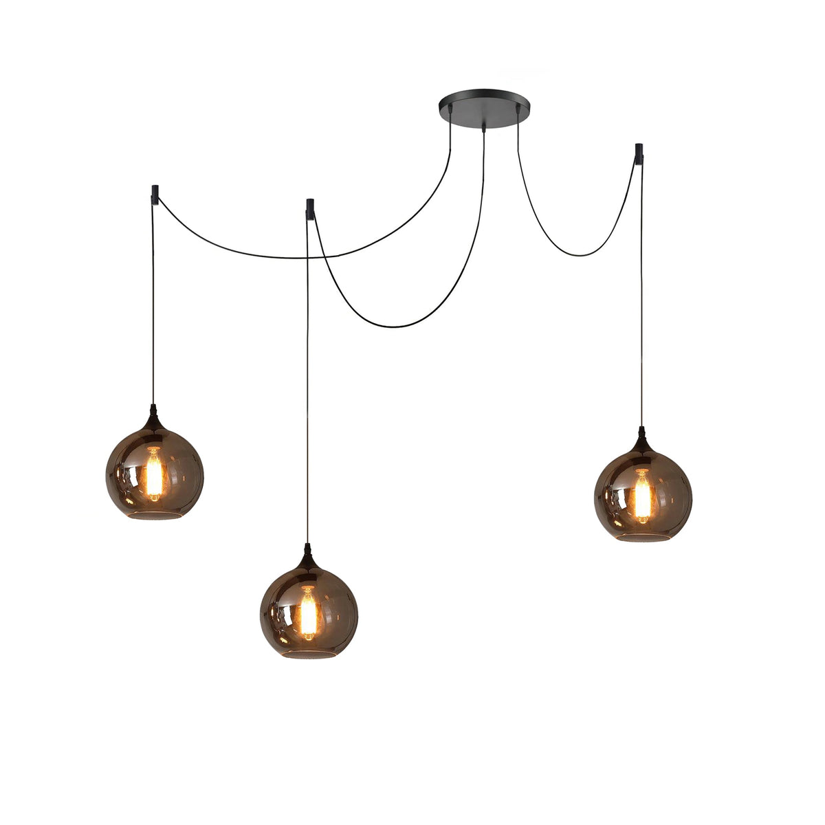 June minimalistisk flaskformad pendellampa i rökgrått glas