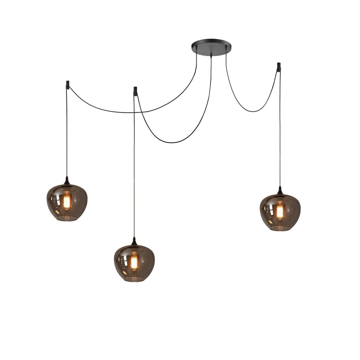 June minimalistisk flaskformad pendellampa i rökgrått glas