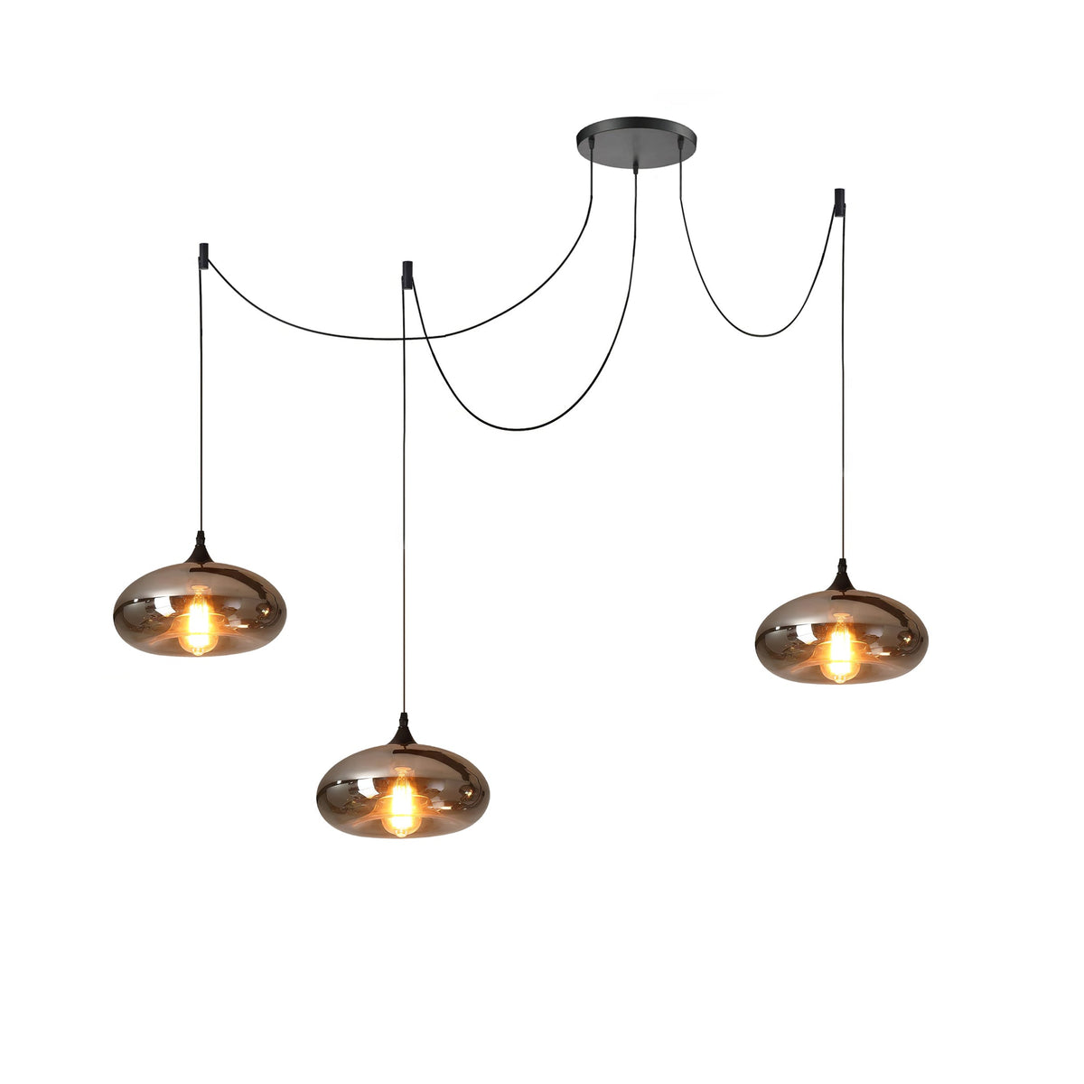 June minimalistisk flaskformad pendellampa i rökgrått glas
