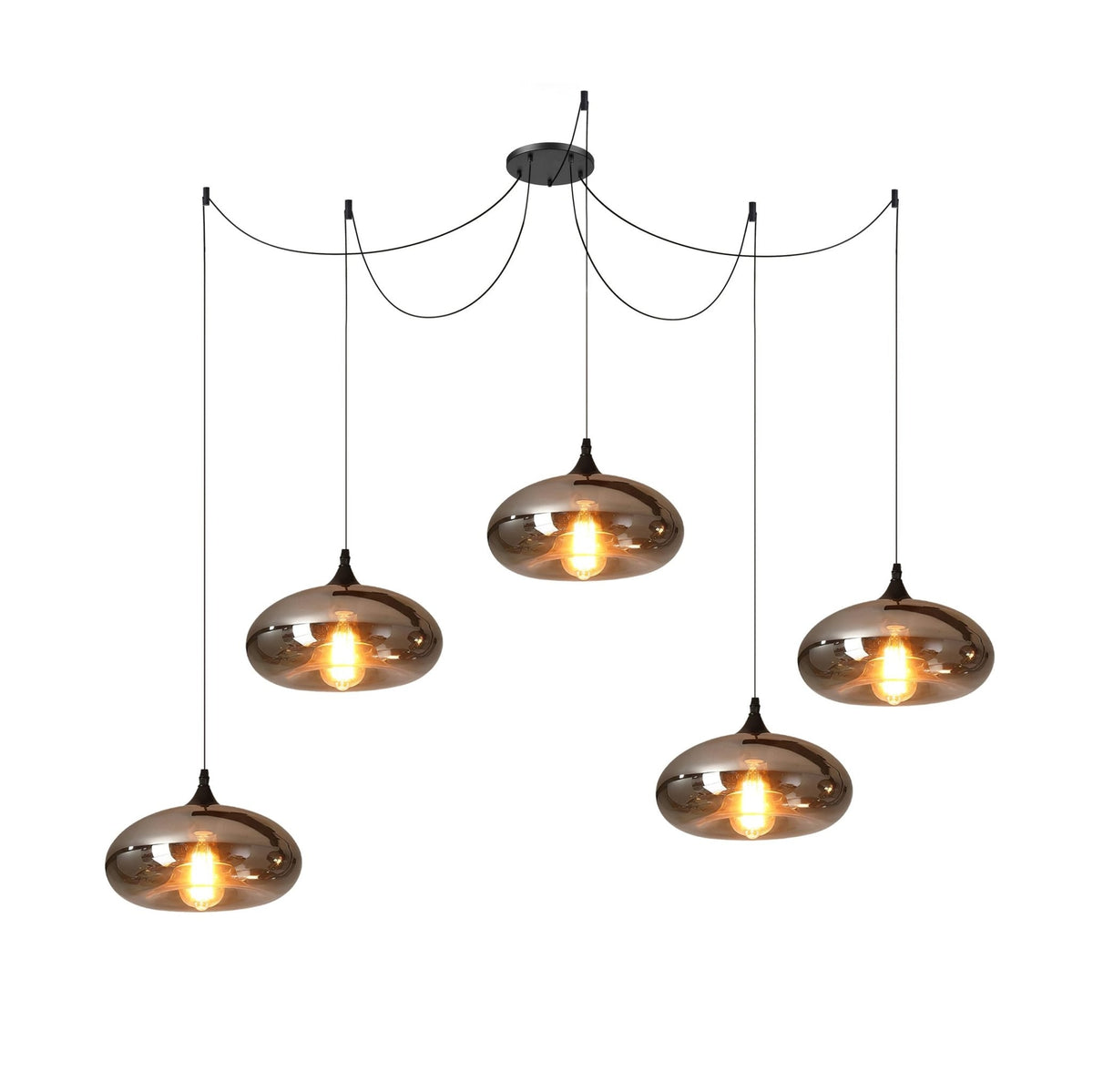 June minimalistisk flaskformad pendellampa i rökgrått glas