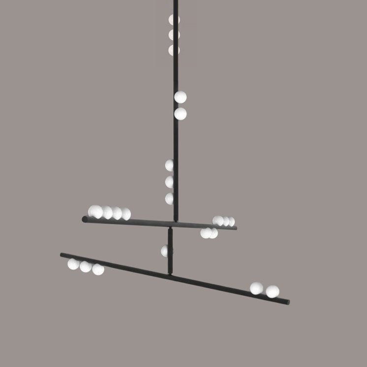 Candeeiro de teto linear geométrico de latão Bara