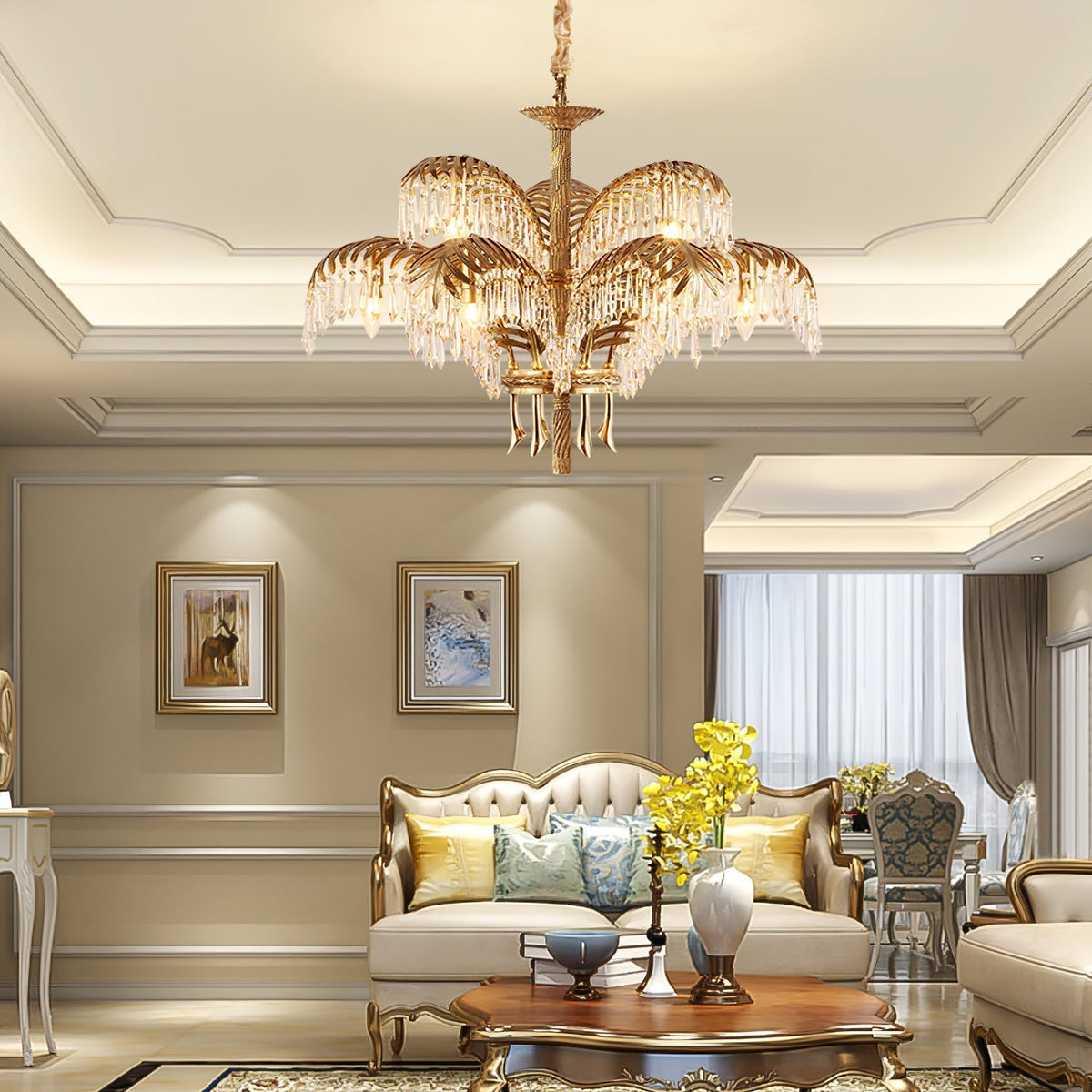 Kilwen Regal -messinki- ja kristallikattokruunu