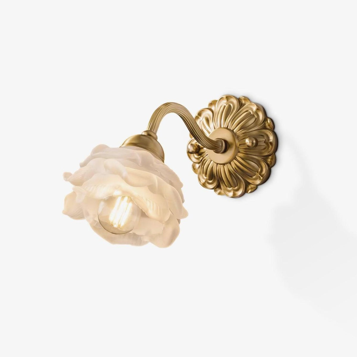Palo lyxig vägglampa i mässing med blommotiv