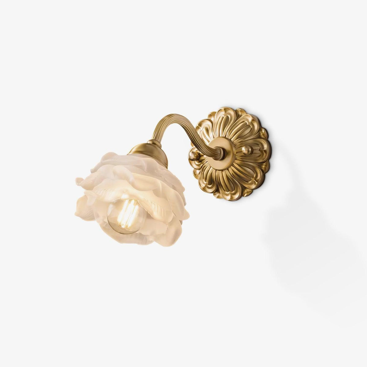Palo lyxig vägglampa i mässing med blommotiv